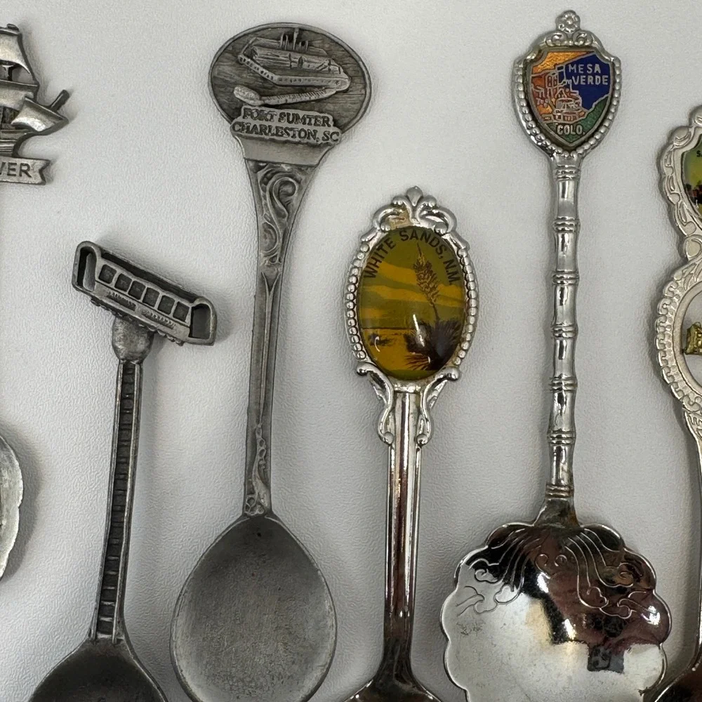 Vtg Souvenir Spoon Lot 22 State Landmark Travel USA Silverplate‎ Collectible